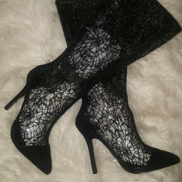 Black Sequenced Boots - Picture 2 of 5